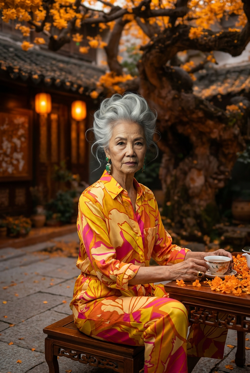 Madame Wu in the autumn courtyard