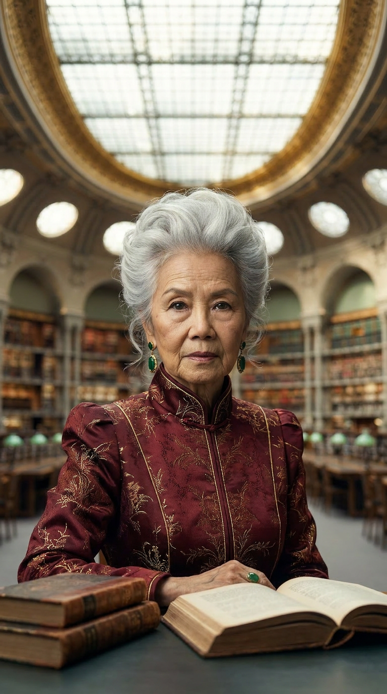 Madame Wu in the library
