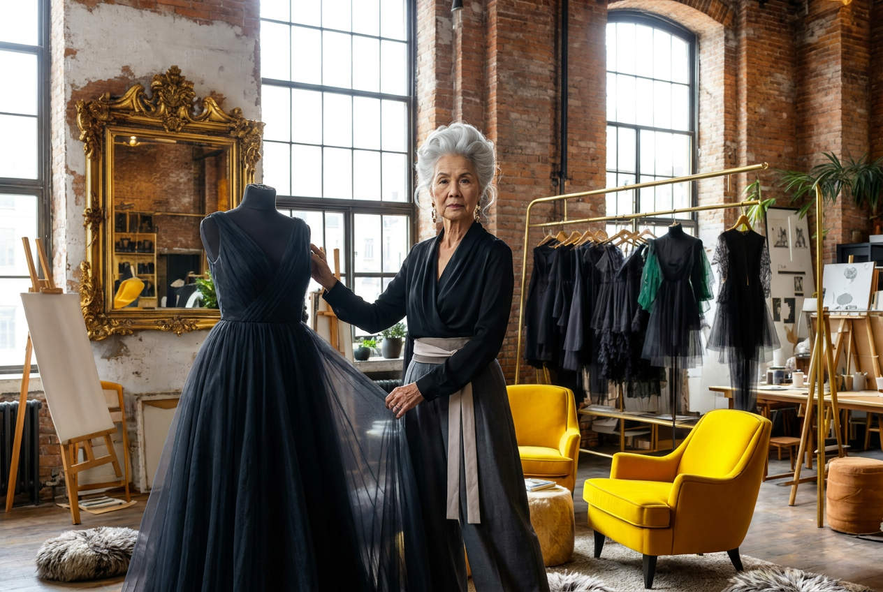 Madame Wu in her couture atelier