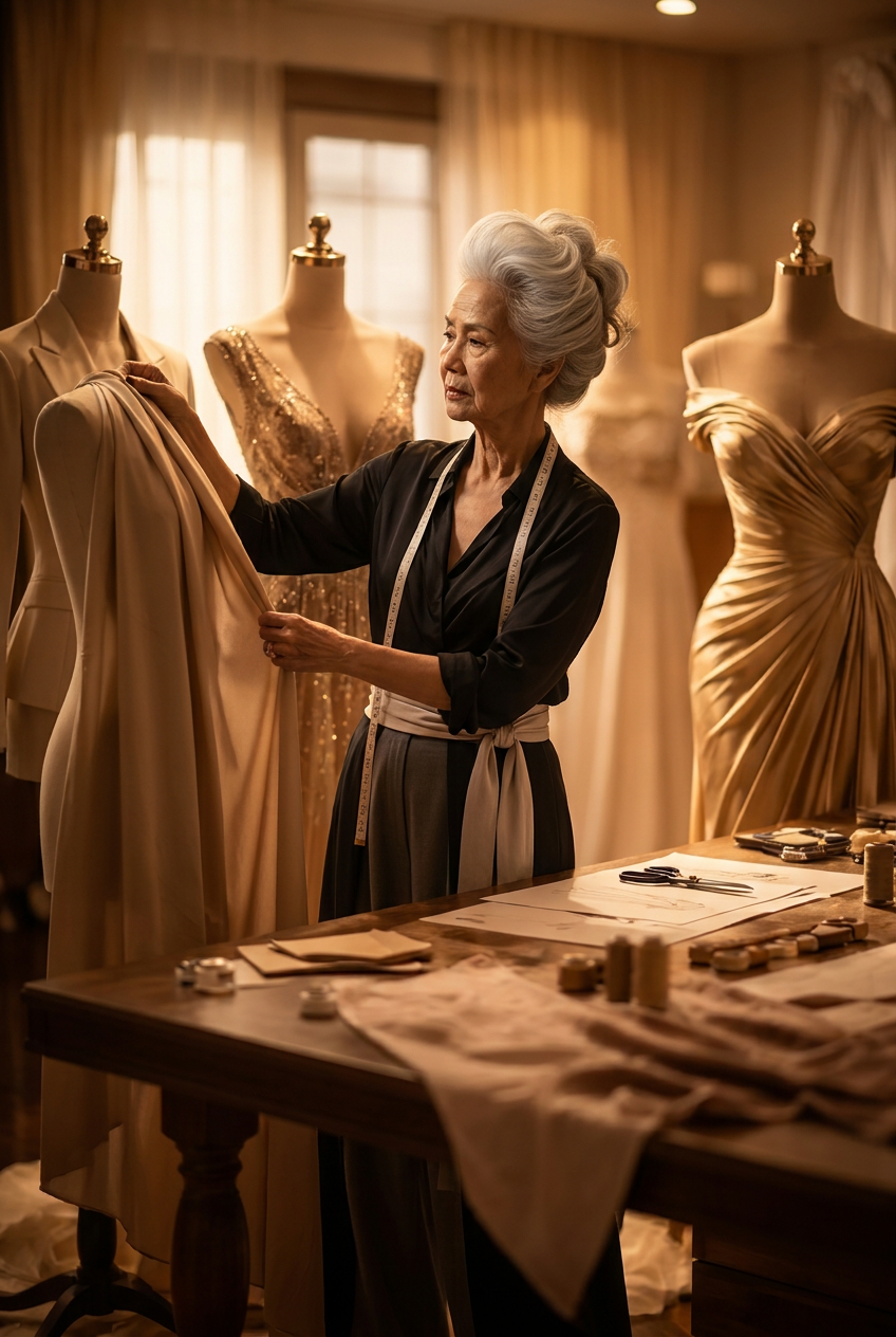 Madame Wu at work in the atelier