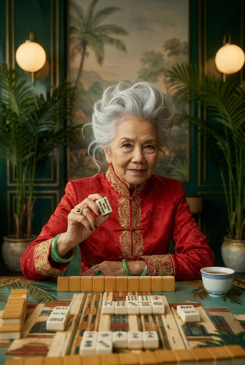 Madame Wu at the mahjong table