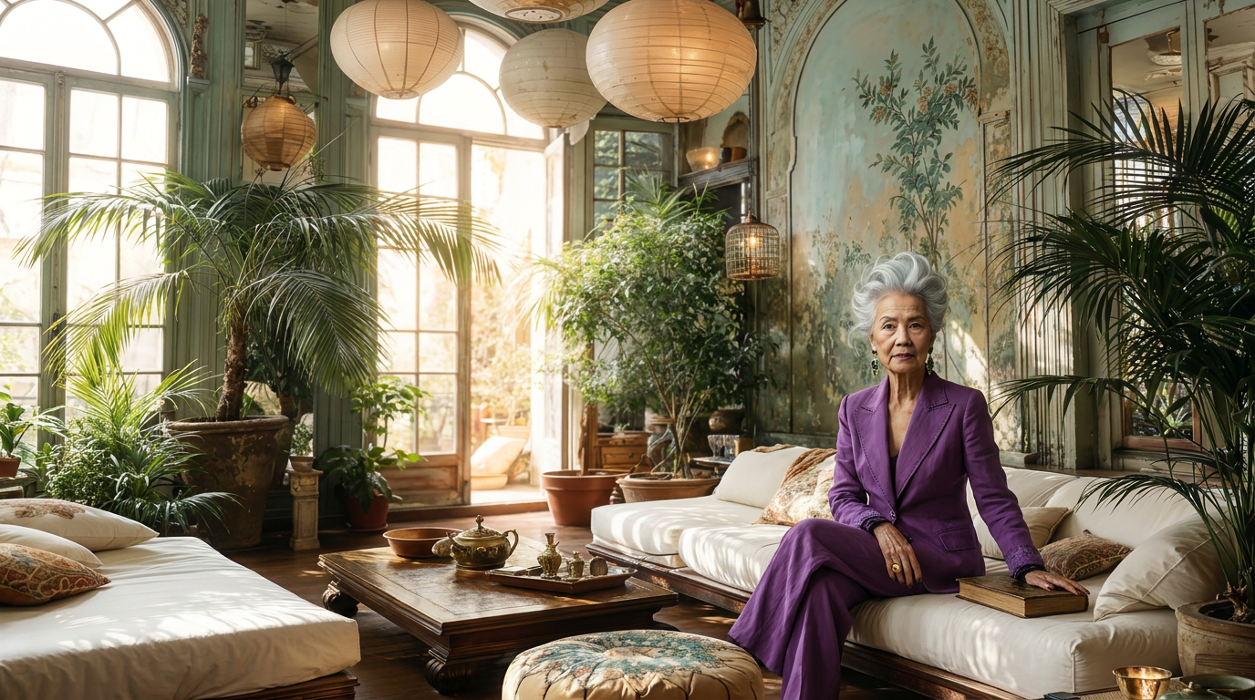 Madame Wu in the mural salon